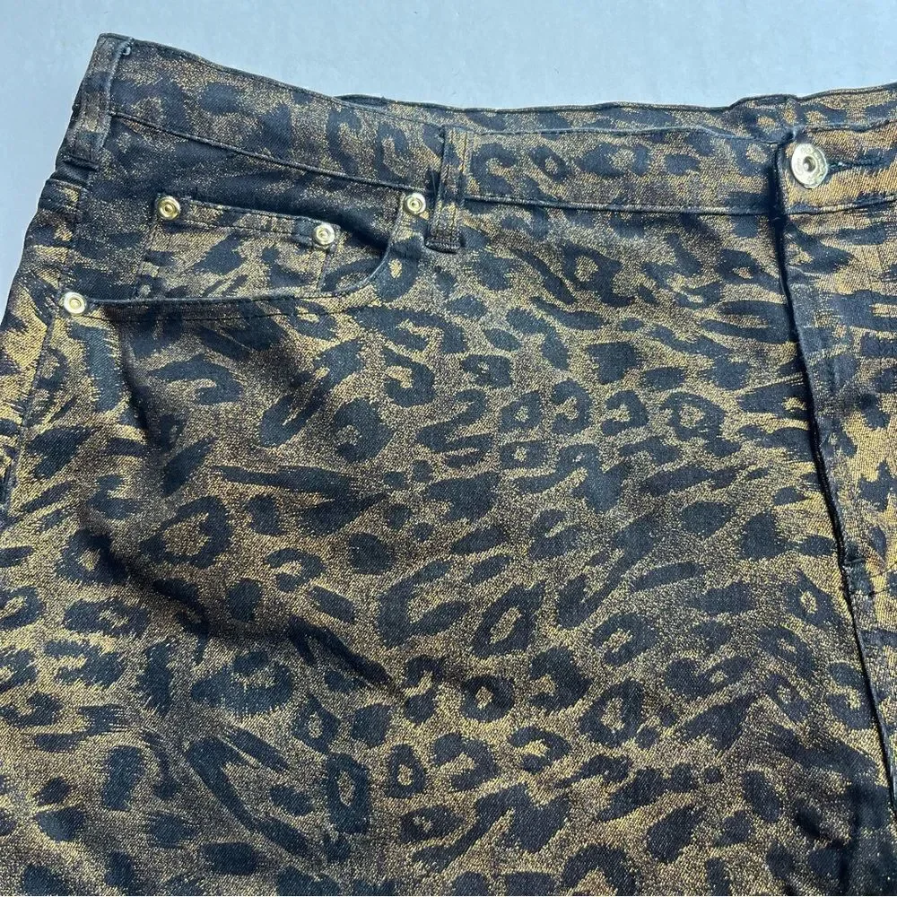 DG2 Women's Pants Black and Gold Shiny Size 24 WP Straight leg